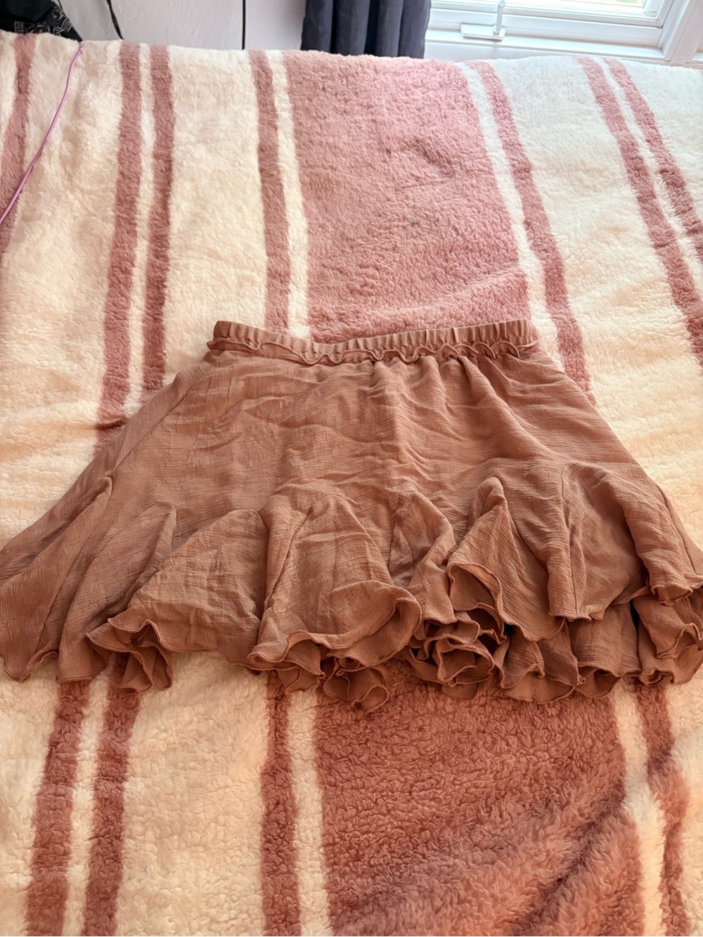 Women's Ruffle Mini Skirt - Dusty Rose